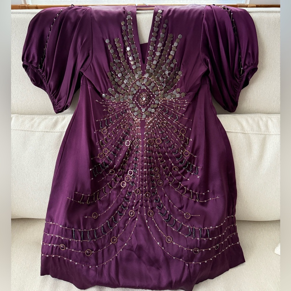 Nanette Lepore Embellished 100% Silk Dress - Size 4 - Picture 8 of 8